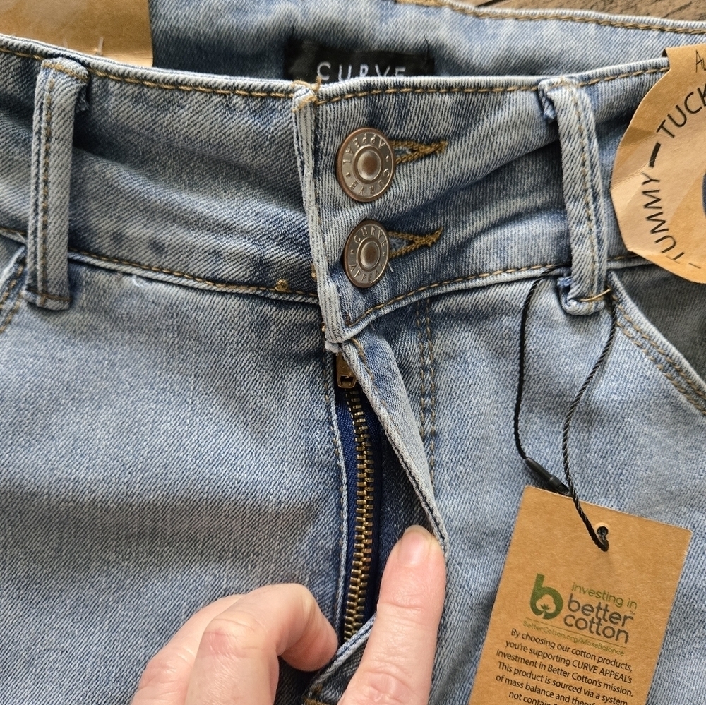 Curve Appeal Women's High Rise Wide Leg Light Blue Jeans Size 4/27.  Nwt - Picture 6 of 13